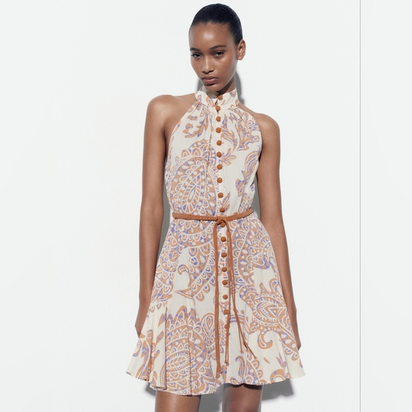 NWT Zara Printed Dress with Belt - 4786/111 - Picture 3 of 16